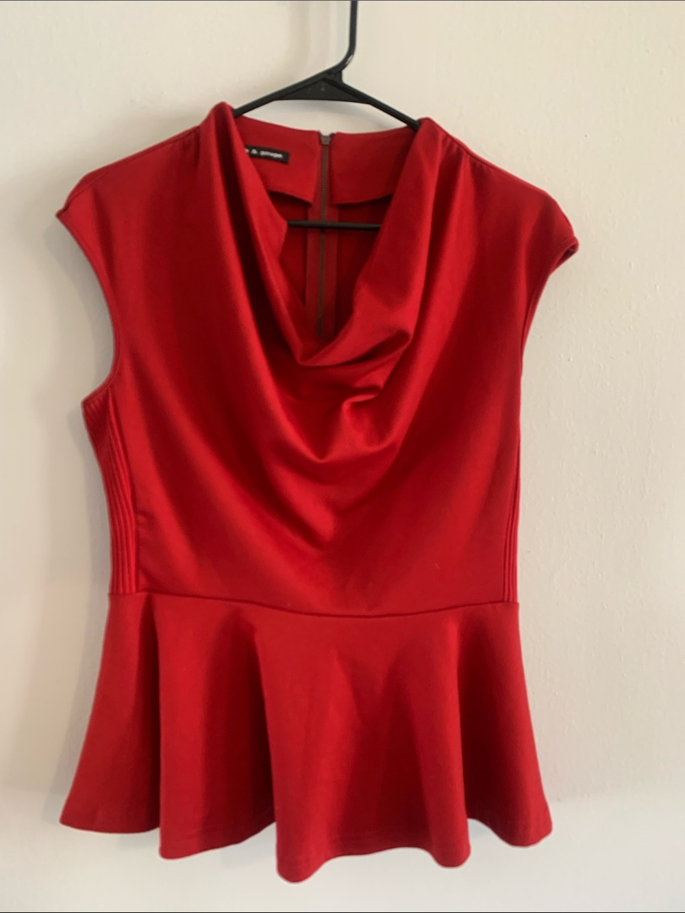 CABLE & GAUGE Red Knit Top with Cowl Detail